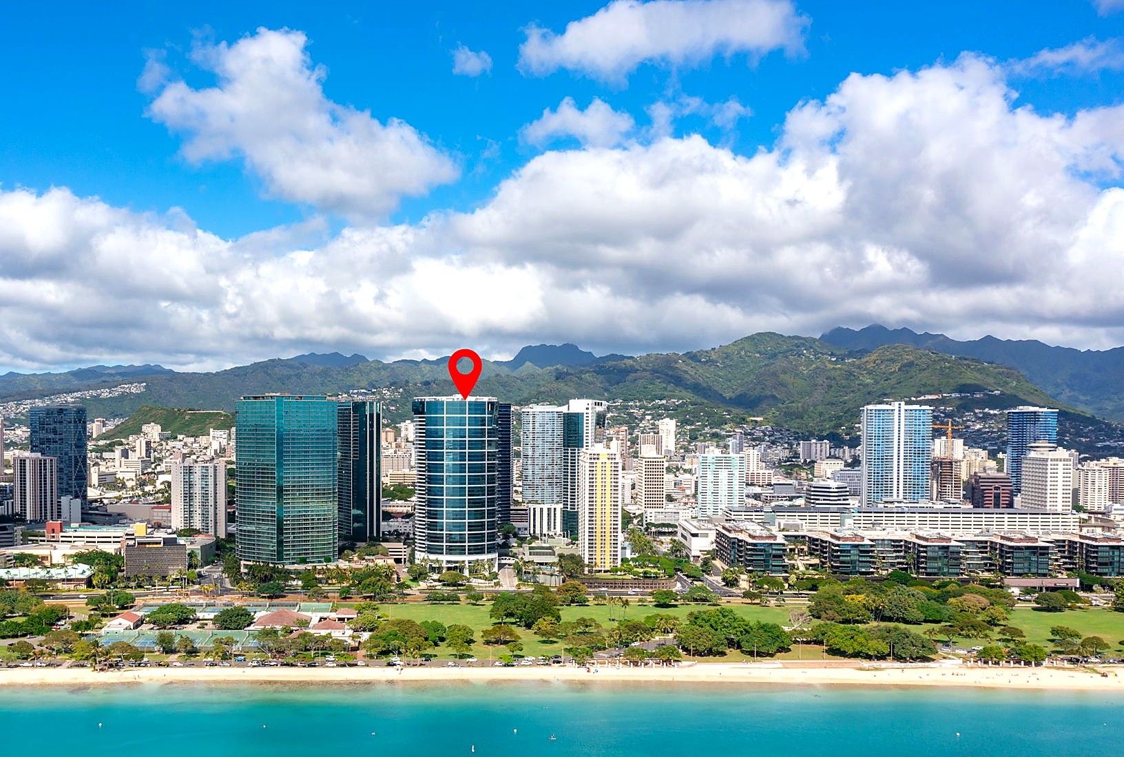 Aerial Location View Of Building & Beachfront